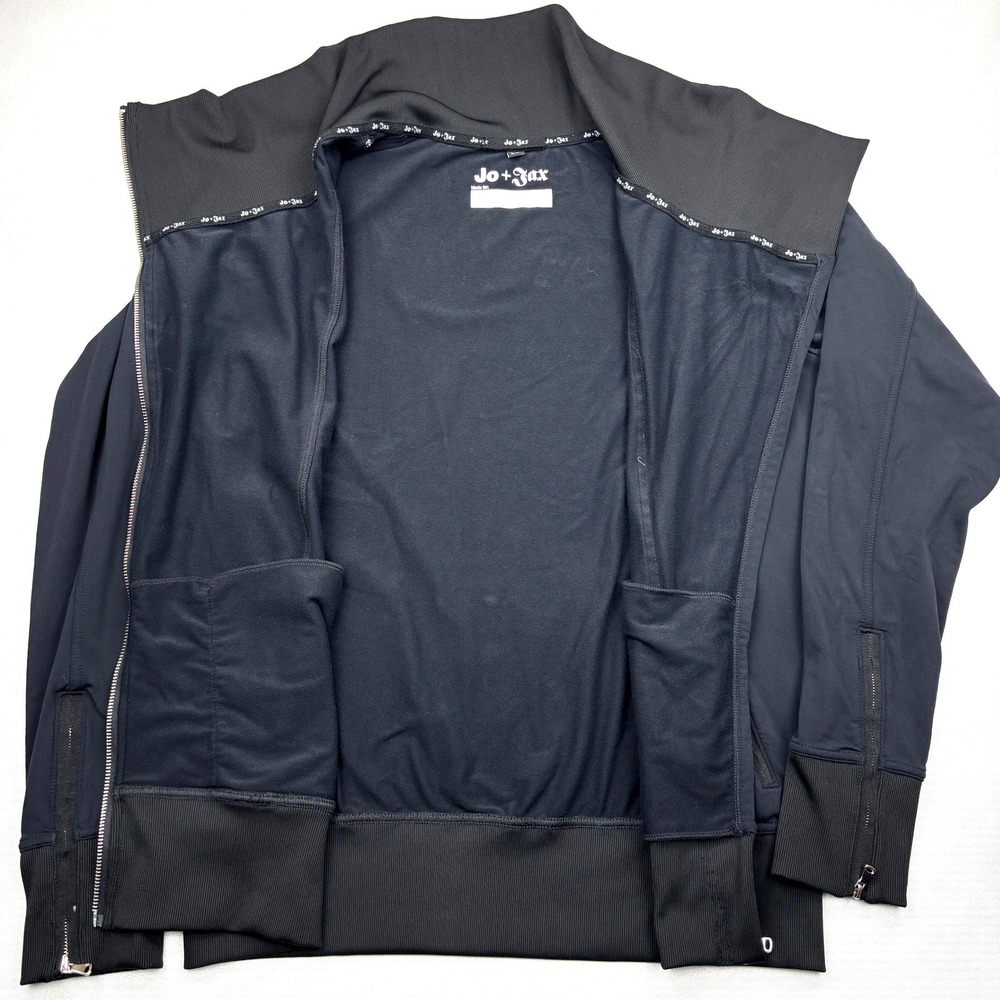 Jo and Jax Ashton Asymmetrical Moto Jacket Womens Large Black Dance Warm Up 12 - Picture 2 of 8